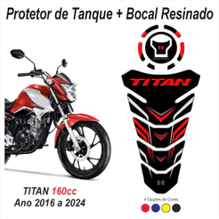Adesivo Protetor Tanque Tankpad e Bocal 3d Resinado M70 Compatível para Moto Honda Cg Titan 160 de ano 2016 a 2024