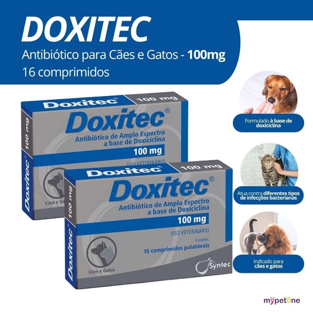 Kit 2 Antibiótico Doxitec Syntec 16 comprimidos - 100 mg