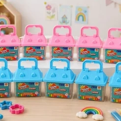 Kit 10 Maletinhas Casinha Massinha de Modelar 160 Peças 14 Massinhas por Casinha Lembrancinha Festa Aniversário