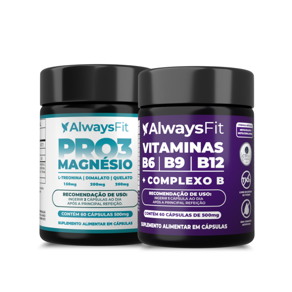 Kit Pro3Magnésio + Complexo B AlwaysFit | Magnésio + B6B9B12 | 120 Cápsulas
