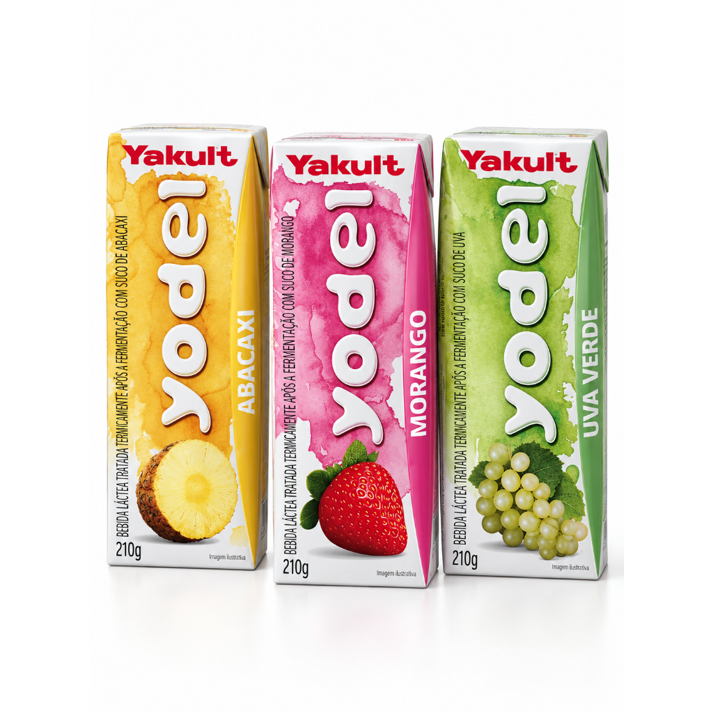 Caixa 27 Sucos Yakult Yodel Uva Verde Abacaxi e Morango