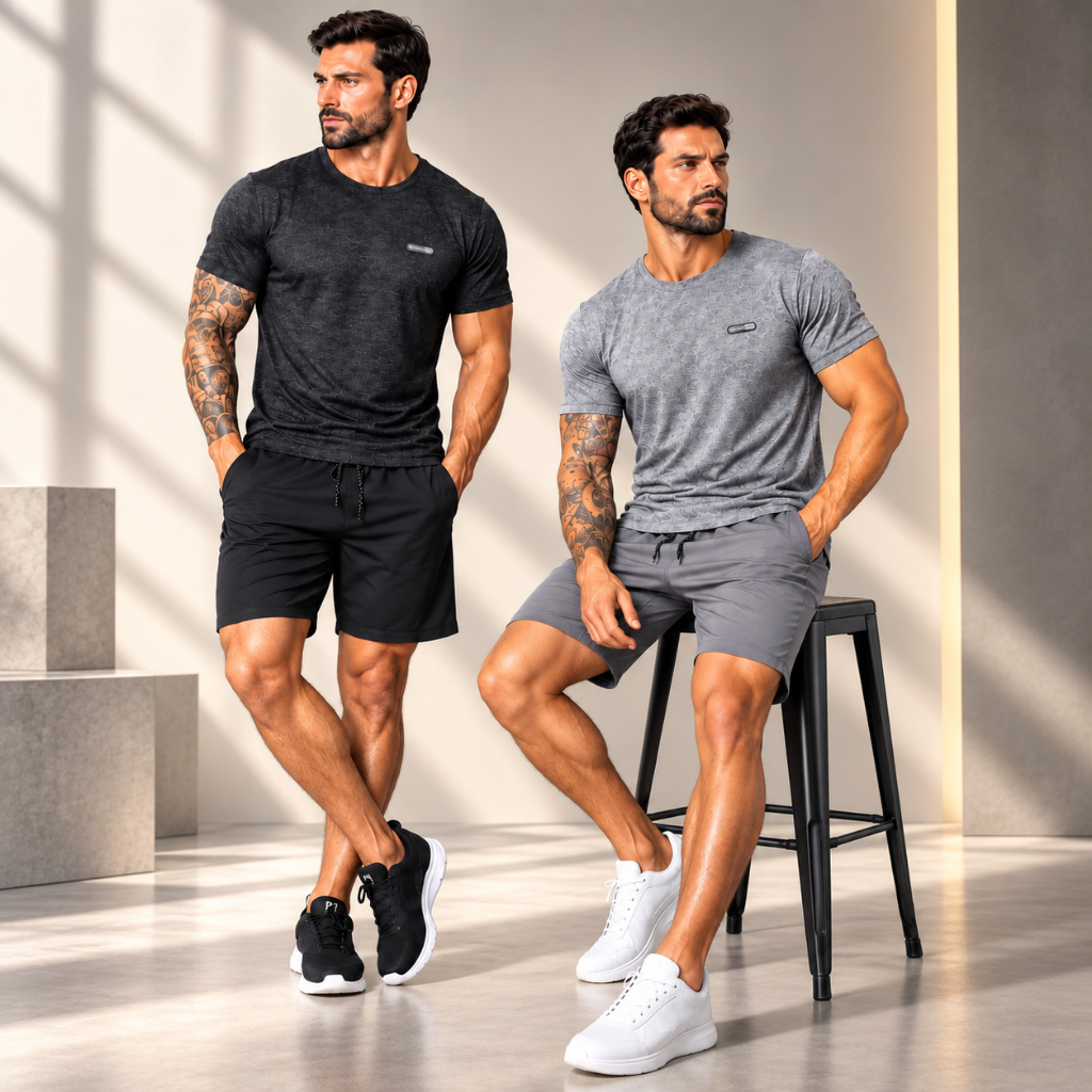 Conjunto Masculino Camiseta Dry Fit Premium + Short Tactel Academia Treino Corrida Esportivo