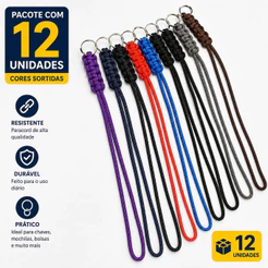 Chaveiro Cordão Moto Pacote C/ 12 cores sortidas