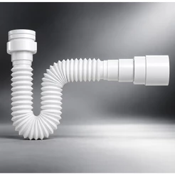 Sifão PVC Branco Sanfonado Universal Com Porca de Plástico