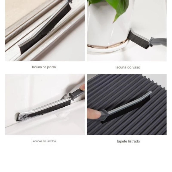 Escova De Limpeza Multifuncional Limpa Cantos, Frestas, Trilhos - Universal para Banheiro e Janelas — imagem 2 de 2