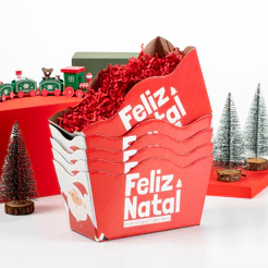 Embalagem de Natal - Caixa Para Cestas e Presentes Cachepot Duplo Feliz Natal (05 unidades)