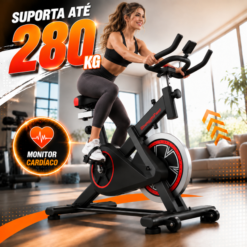 Bicicleta Bike Ergométrica Spinning Academia Fitness Profissional Cardio e Musculação até 280kg