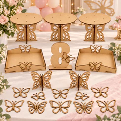 Kit Decoração Borboleta Em MDF Para Festa Infantil Aniversário