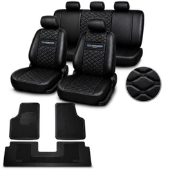 Kit Capa Banco Carro couro P/ Gol Voyage Parati Golf Fox g1 g2 g3 g4 tapete de carro 3 peças