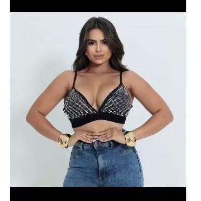 Corselet Cropped strass moda feminina blogueira tendência gringa verão alcinha brilho modinha balada ano novo fim de ano