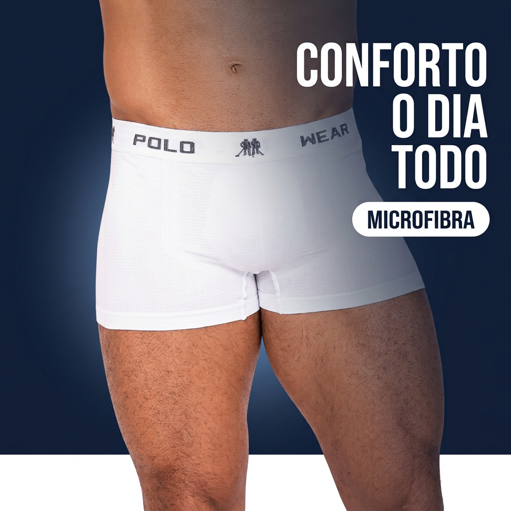 Cueca Boxer Masculina Polo Wear Microfibra Sem Costura Confortável Respirável Lisa Toque Suave Original Avulsa