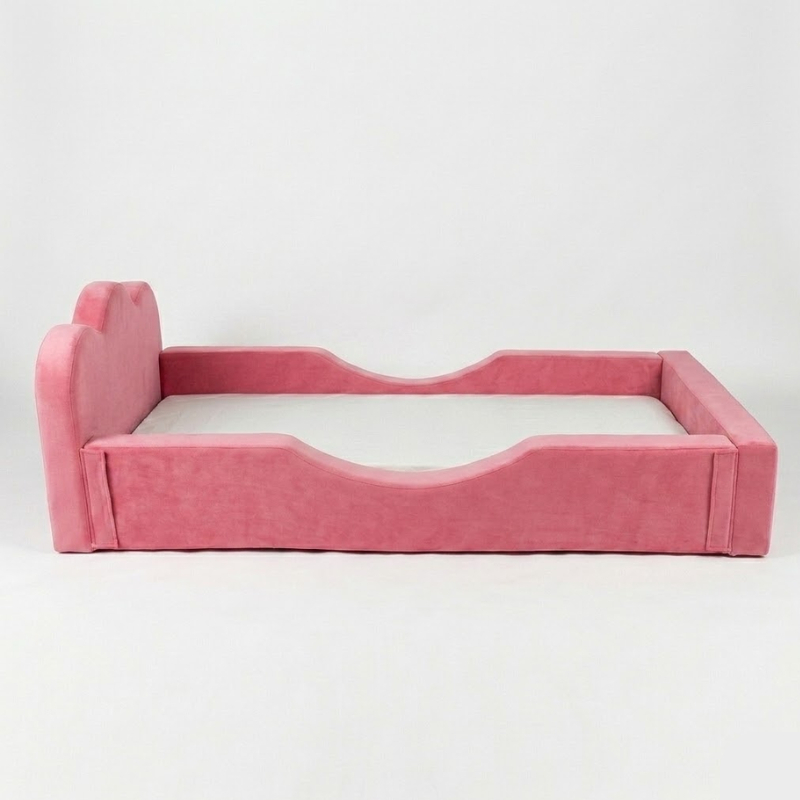 Mini Cama Infantil Montessoriana Pompom Espuma D26 Menina Menino Proteção Lateral Bege Rosa Azul Incluso Colchão - AV · foto 2