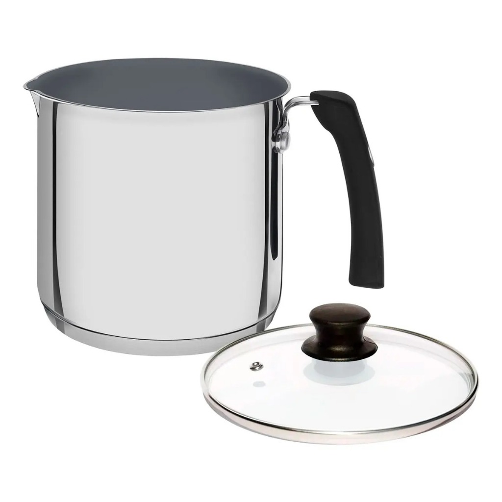 Fervedor Inox Tramontina Solar 14cm 2L com Tampa e Revestimento Cerâmico Fundo Triplo Cabo Silicone