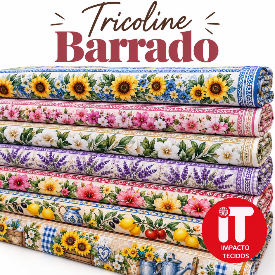 Tecido Tricoline Barrado Digital - 5 Faixas - Varias Opções - 100% algodão barrado pano de prato