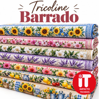 Tecido Tricoline Barrado Digital - 5 Faixas - Varias Opções - 100% algodão barrado pano de prato