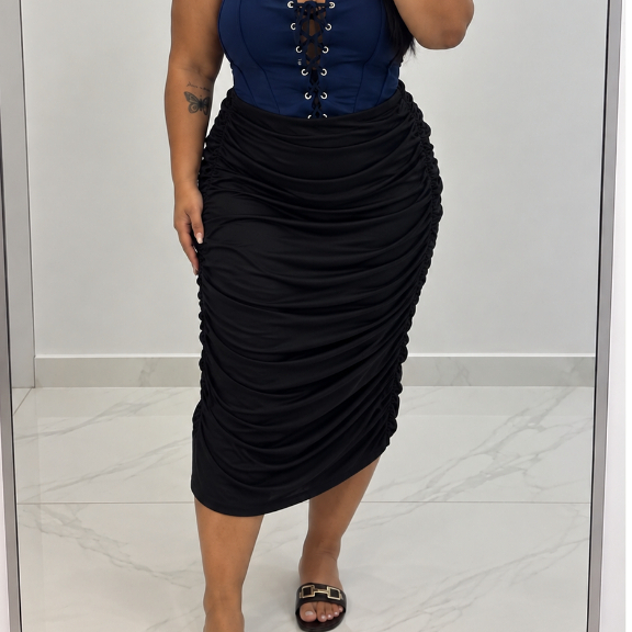 Saia Midi Plus Size Veste do 46 ao 52 Super Moderno e Estiloso Para Qualquer Momento