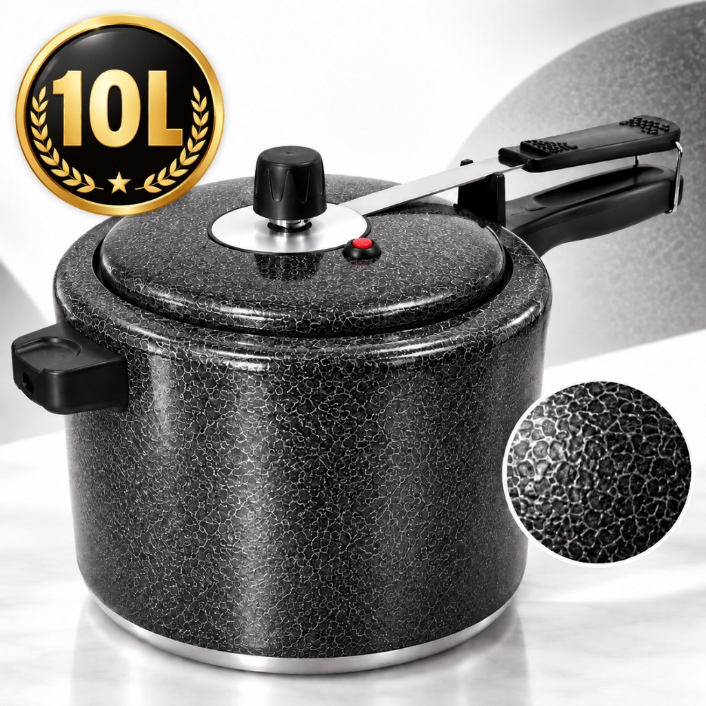 Panela de Pressão 10 Litros - Preto Craqueado - Eficiência e Segurança