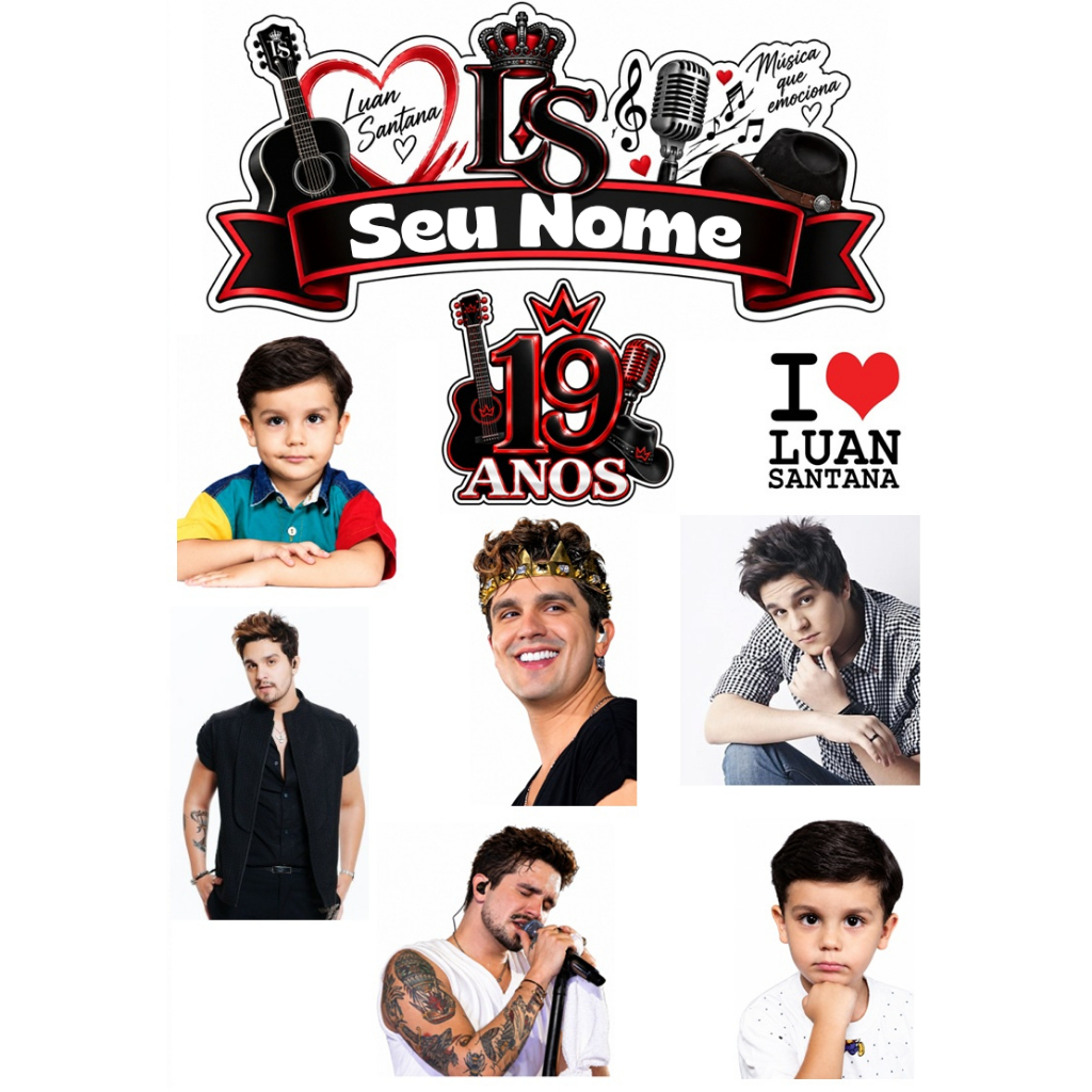 Topper Para Bolo - Luan Santana Festa Aniversário — imagem 2 de 2