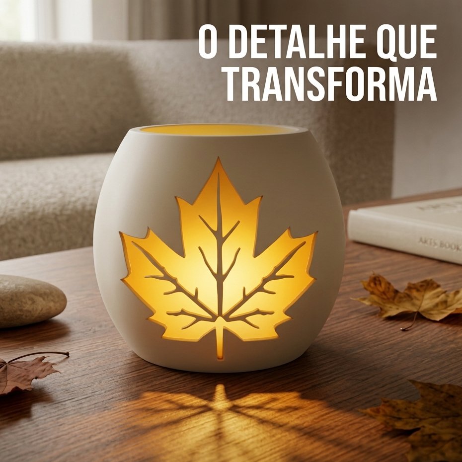 Imagem Porta-Vela LED Folha de Outono Decorativo Luminária para Vela LED Decoração Minimalista Sala Quarto Presente Enfeite Zen