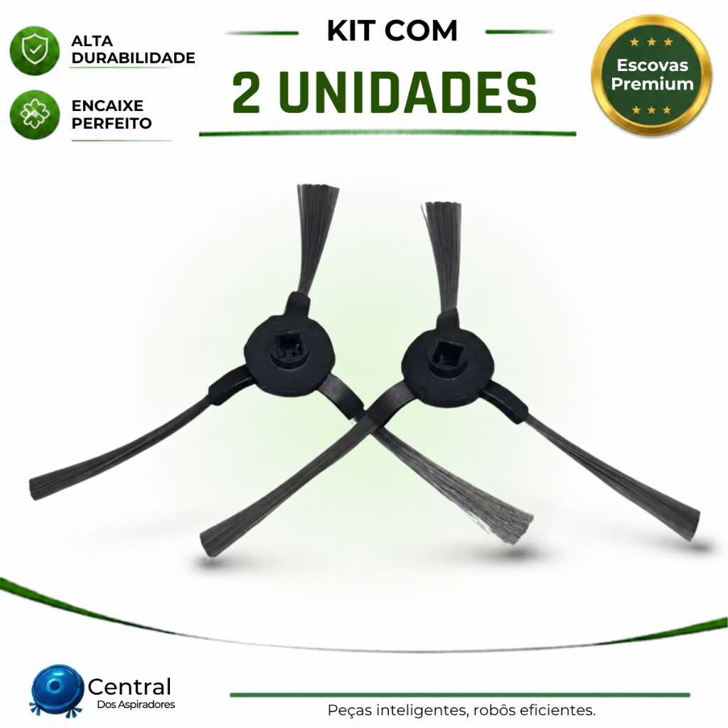 KIT 2 ESCOVAS LATERAIS PARA ROBÔ ASPIRADOR BRITÂNIA BAS03V PHILCO PAS07P PAS08C