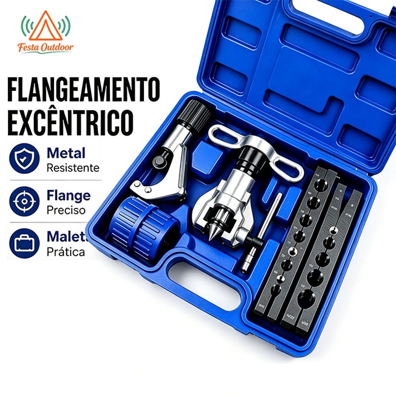 Festa Kit Flangeador de Tubos Excêntrico com Catraca 1/4″ a 3/4″ + Cortador + Escareador