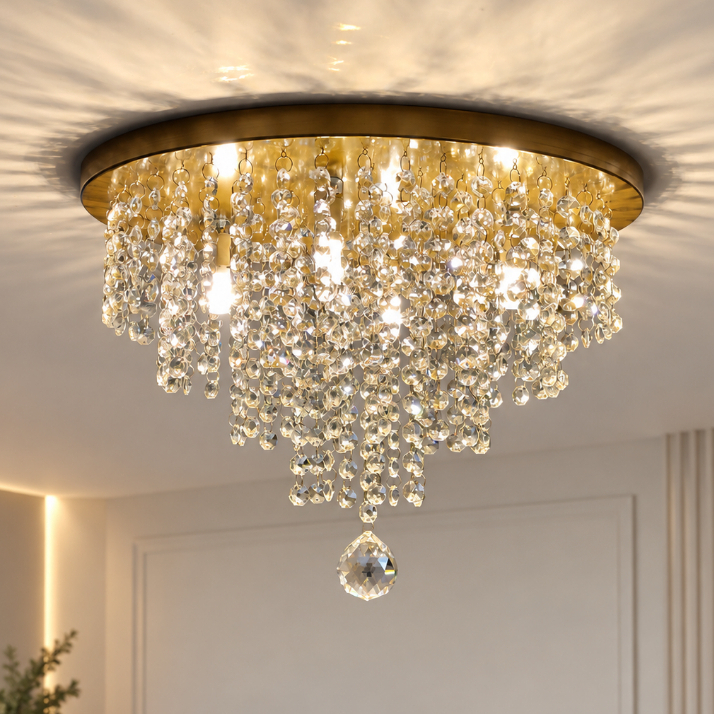 Lustre Cristal Acrílico – 40cm | Dourado | G9 LED