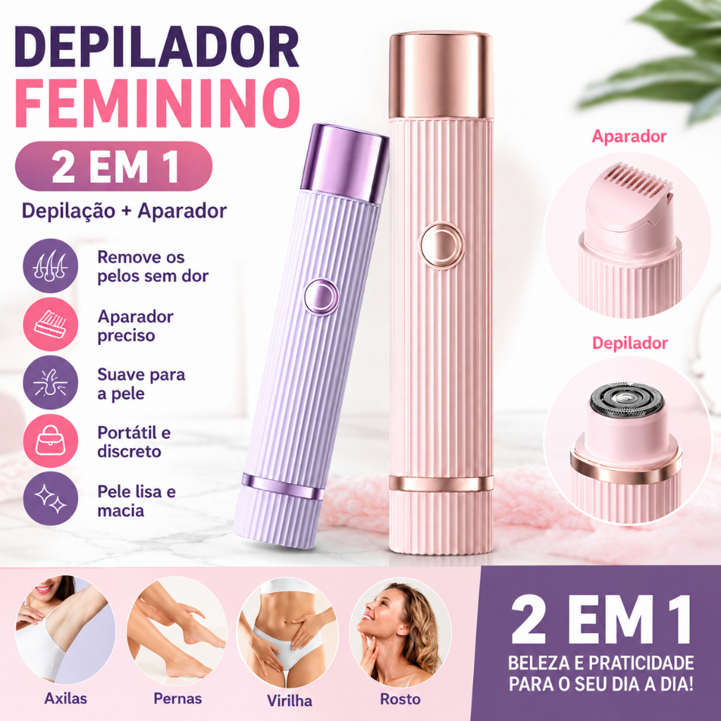 Depilador Eletrico Feminino Aparador De Pelos Navalha Dupla Recarregável