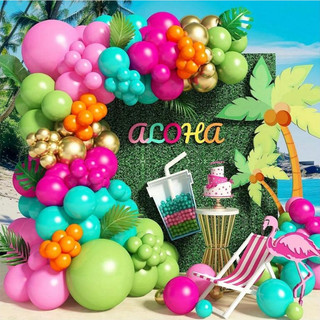 Kit Festa Tropical 4D Balões + Fita + Cola