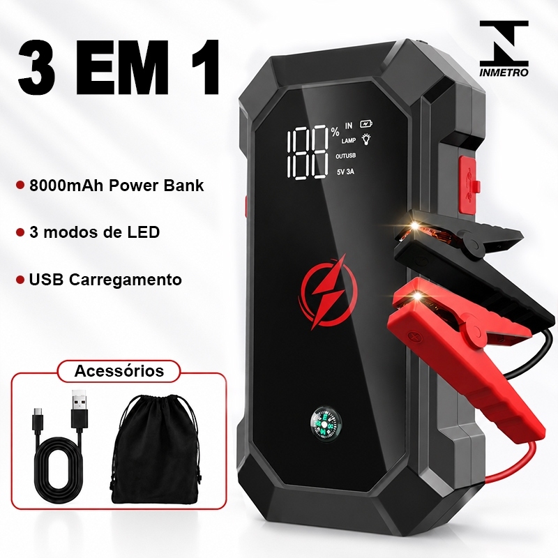 X01 Auxiliar Partida Bateria Portatil,20000mAh Auxiliar De Partida Bateria Veicular Com Power Bank Alta potência