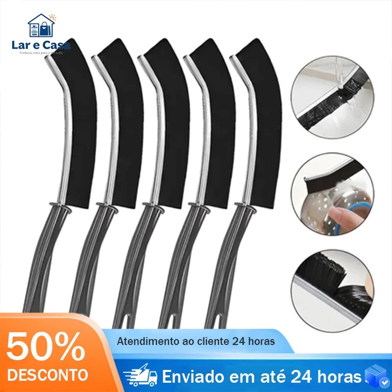 Kit 5 Escova Multiuso Cerdas Duras para Limpeza de Frestas, Limpa Poeira para Casa, Janelas e Interior de Veículo