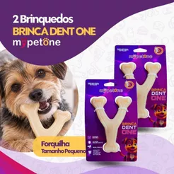 Kit 2 Brinquedo Osso Bamboo Brinca Dent One Sabor Bacon - Forquilha - Pequeno