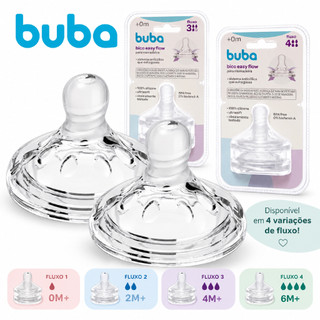 Kit 2 Bicos Mamadeira Buba Easy Flow Anticólica Pétala 100% Silicone Fluxo Rápido Macio