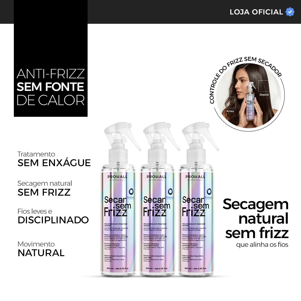 Kit 3 Secar sem Frizz