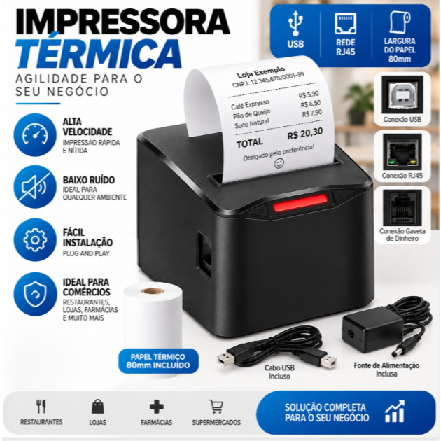 Non-Fiscal Thermal Printer 80mm Usb Network with Coil
