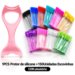 ANA1108 Protor de silicone e 150Unidades escovinhas com glitter Extensão de Cílios e sobrancelha