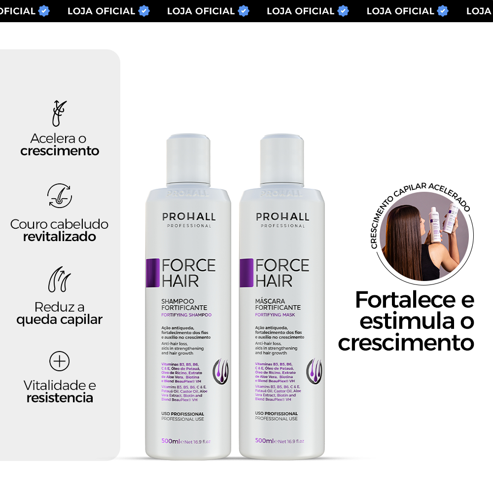 Kit Shampoo De Crescimento Capilar + Máscara Force Hair