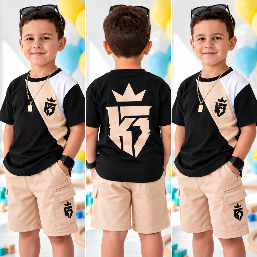 Conjunto Infantil Masculino de Verão - Camisa de malha e Short Moletinho - Tamanho 2 ao 12 Anos
