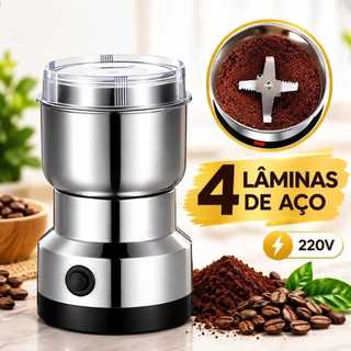 Moedor de Café Elétrico RAF R.7113 300W 220V Inox Triturador de Grãos e Especiarias