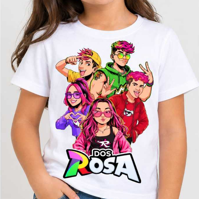 Camiseta Infantil Feminina Estampada Colorida Personagens Divertidos Blusa Menina