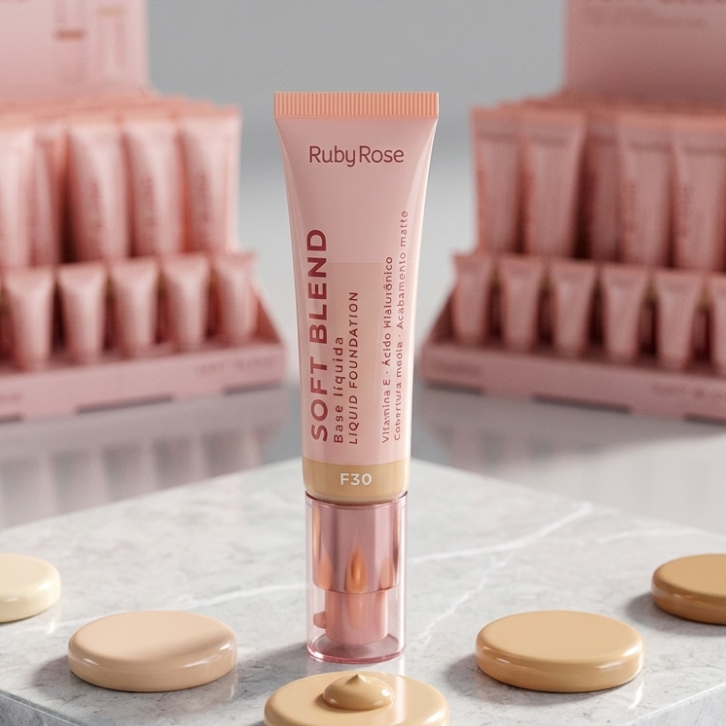 Base Liquida Soft Blend Ruby Rose Matte Acabamento Aveludado Cobertura Media