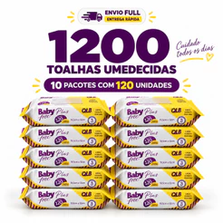 Caixa Lenços/Toalhas Umedecidas Baby Free Plus c/ 120 Unidades Cada – Sem Tampa FlipTop