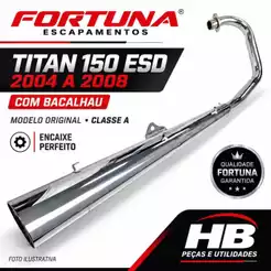 Escapamento Fortuna Para Motos Titan 150 Esd 2004 2005 2006 2007 e 2008 Modelo Original silencioso