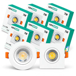 Kit 10 Luminária Led Spot 7W Redondo Quadrado Embutir Branco Quente 3000k Branco Frio 6500 Bivolt