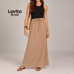 Lovito Saia Casual Lisa com Amarração Feminina BR-SKB820BRL850