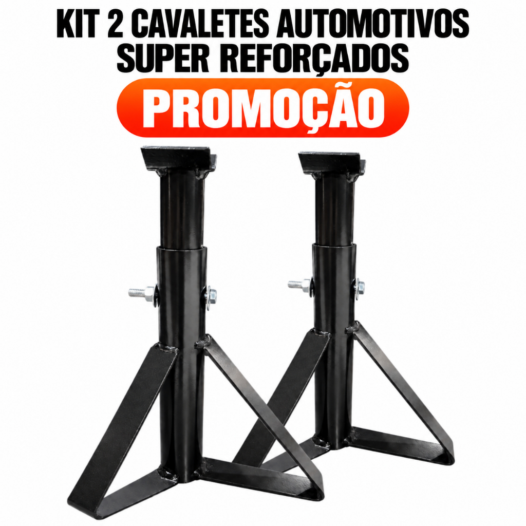 Kit 2 Cavalete Automotivo Reforçado Profissional 2 Toneladas Apoio Seguro Veículos Passeio