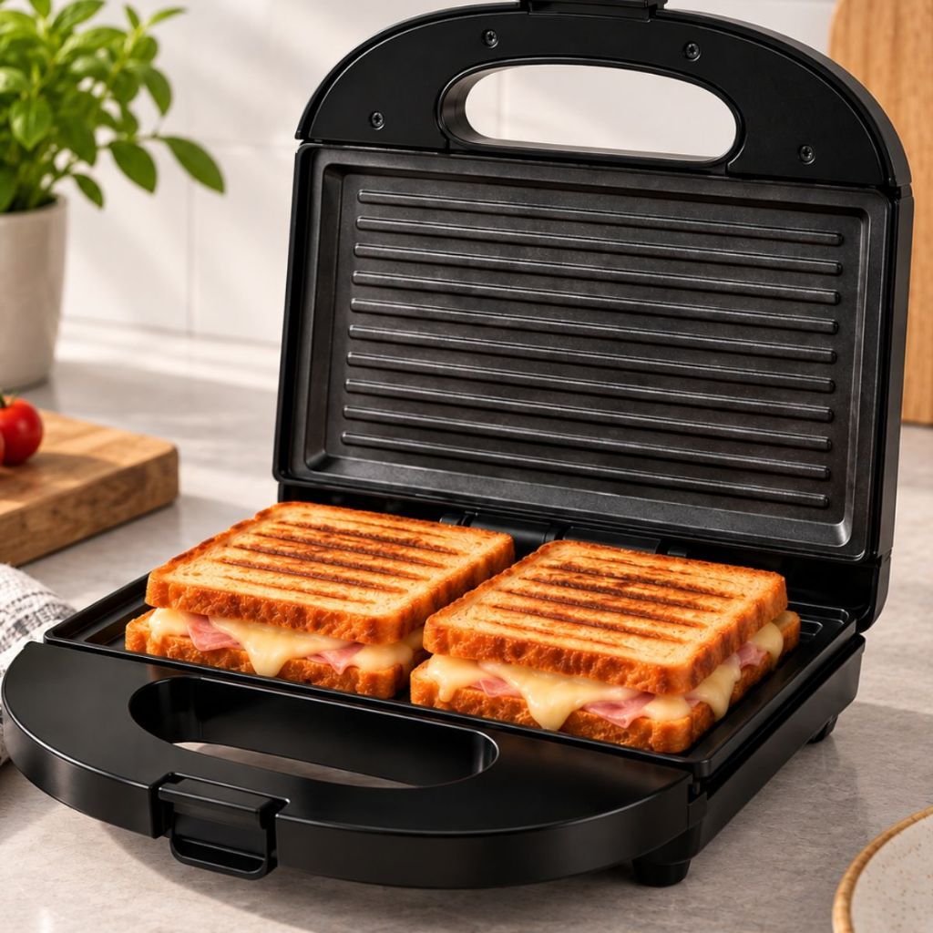 Sanduicheira Grill Elétrica Antiaderente 2 em 1 110V Ou 220V 750W