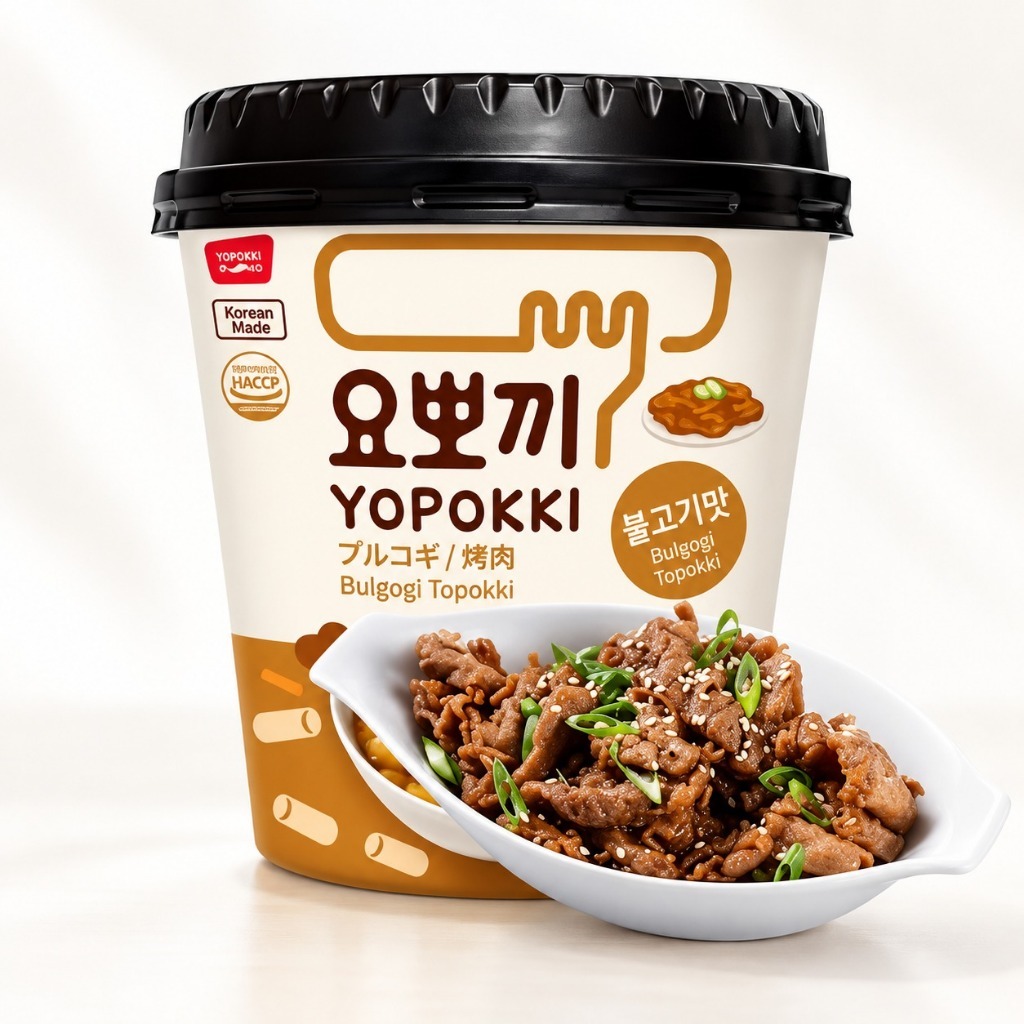 Embalagem de tteokbokki Yopokki sabor bulgogi de 140 g