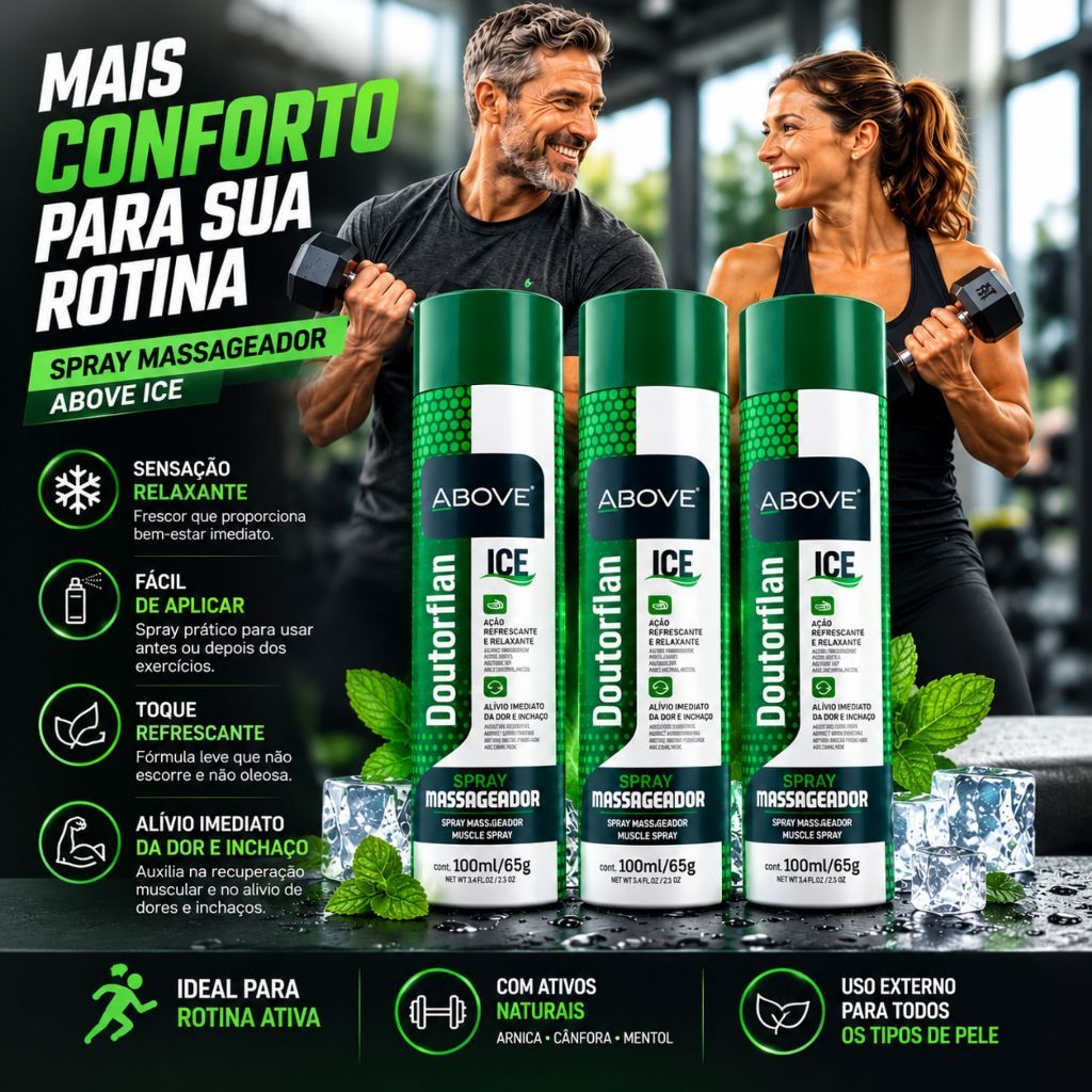Spray Massageador Above Doutorflan Ice - Ideal Para Quem Pratica Esportes Corridas 100ml Refrescante