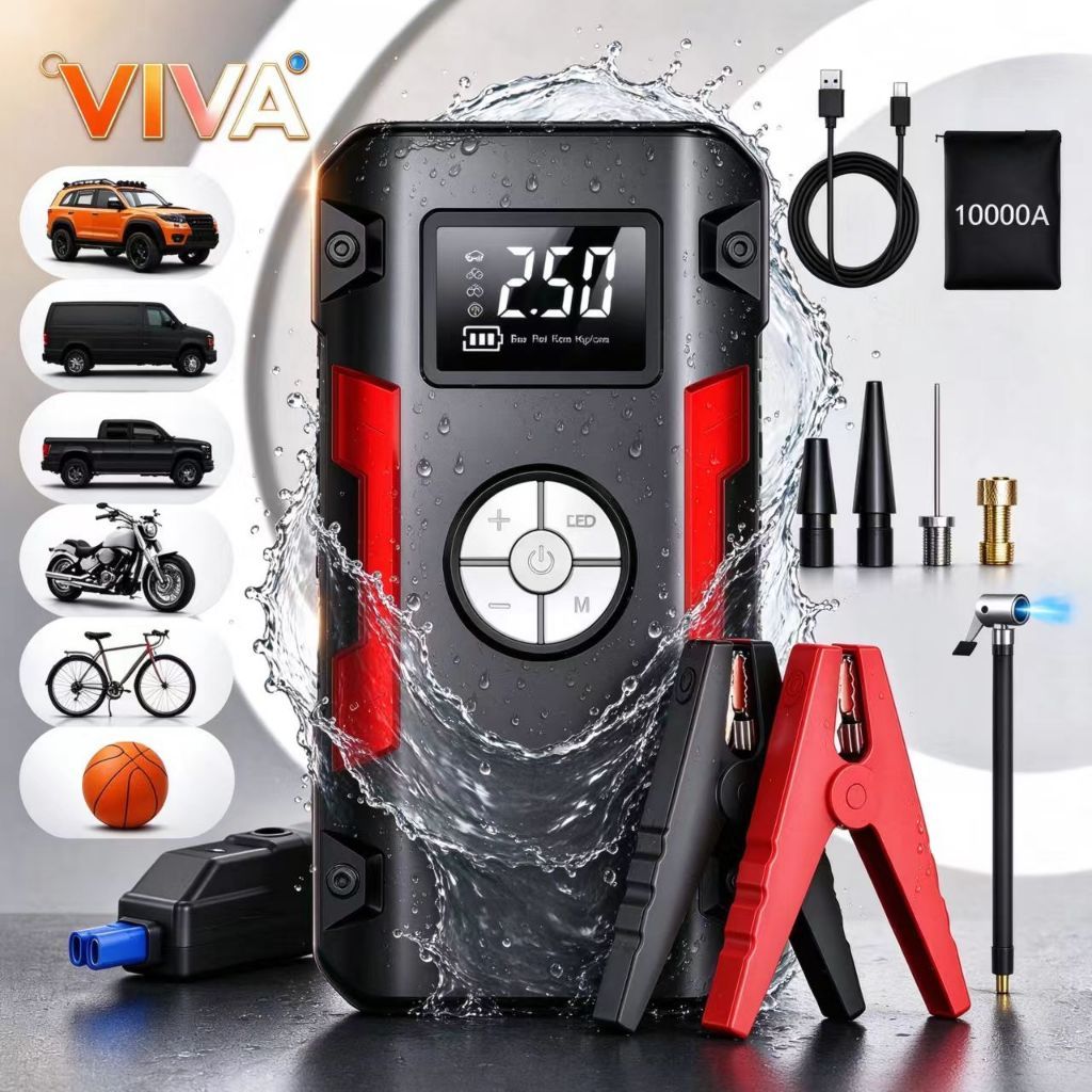 Auxiliar Partida Veicular 30000mAh com Compressor de Ar Portátil Inflador de Pneus 150PSI 12V Power Bank Lanterna LED