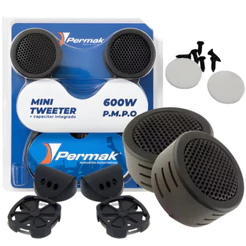Par Mini Tweeter 600w Permak + Capacitor Embutido Para Coluna Painel Som